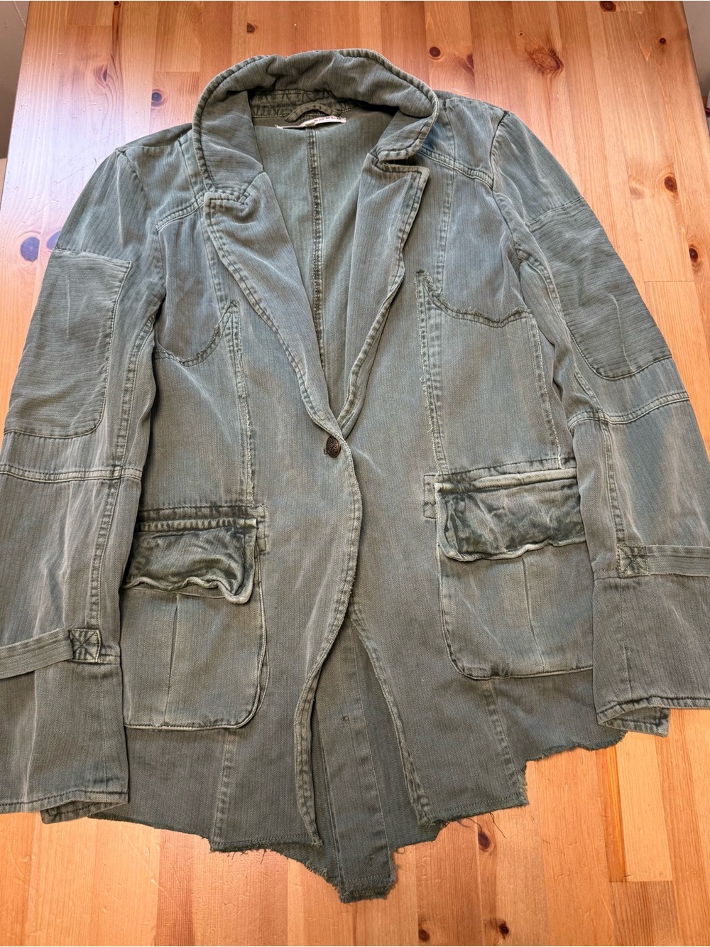 Free People Olive Green Military Field Jacket